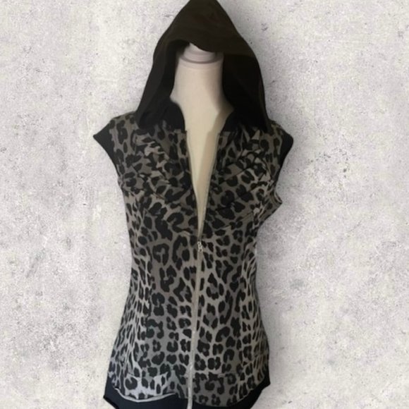 Gilet Sans Manches Harve Benard Petites 14P - Noir/marron Fausse Fourrure - EUC